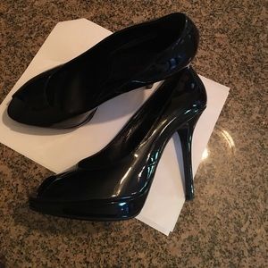 Dior patent peep toe heels