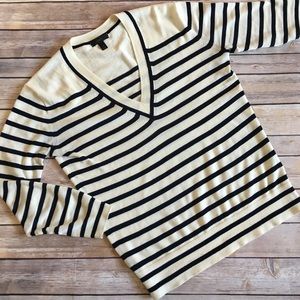 J. Crew lightweight cream & black striped sweater