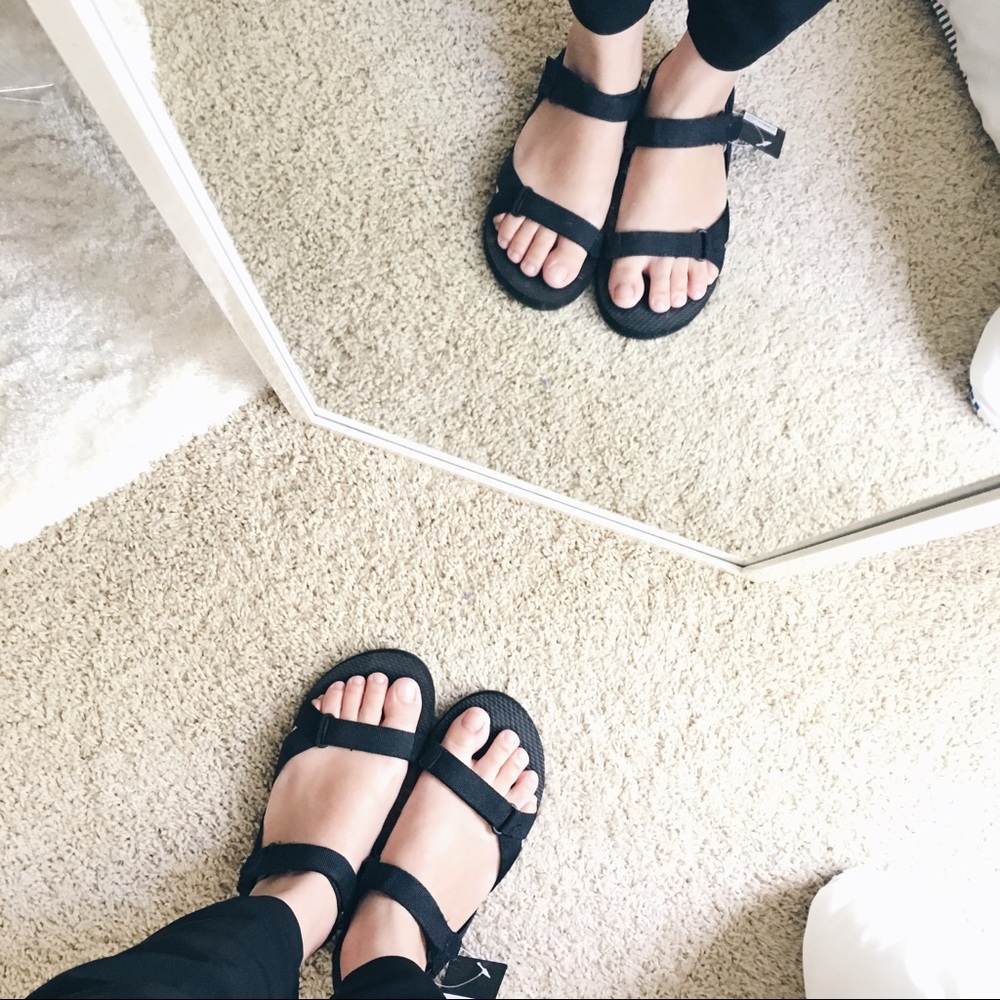 black sandals