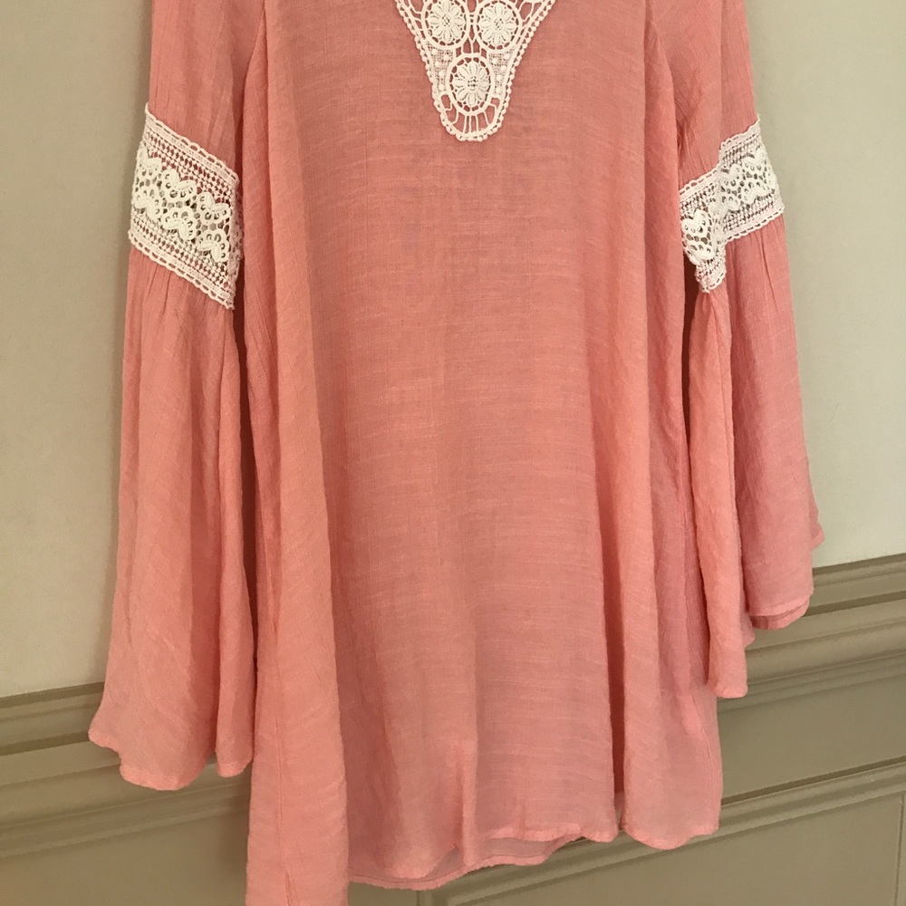 Coral-pink flowy dress