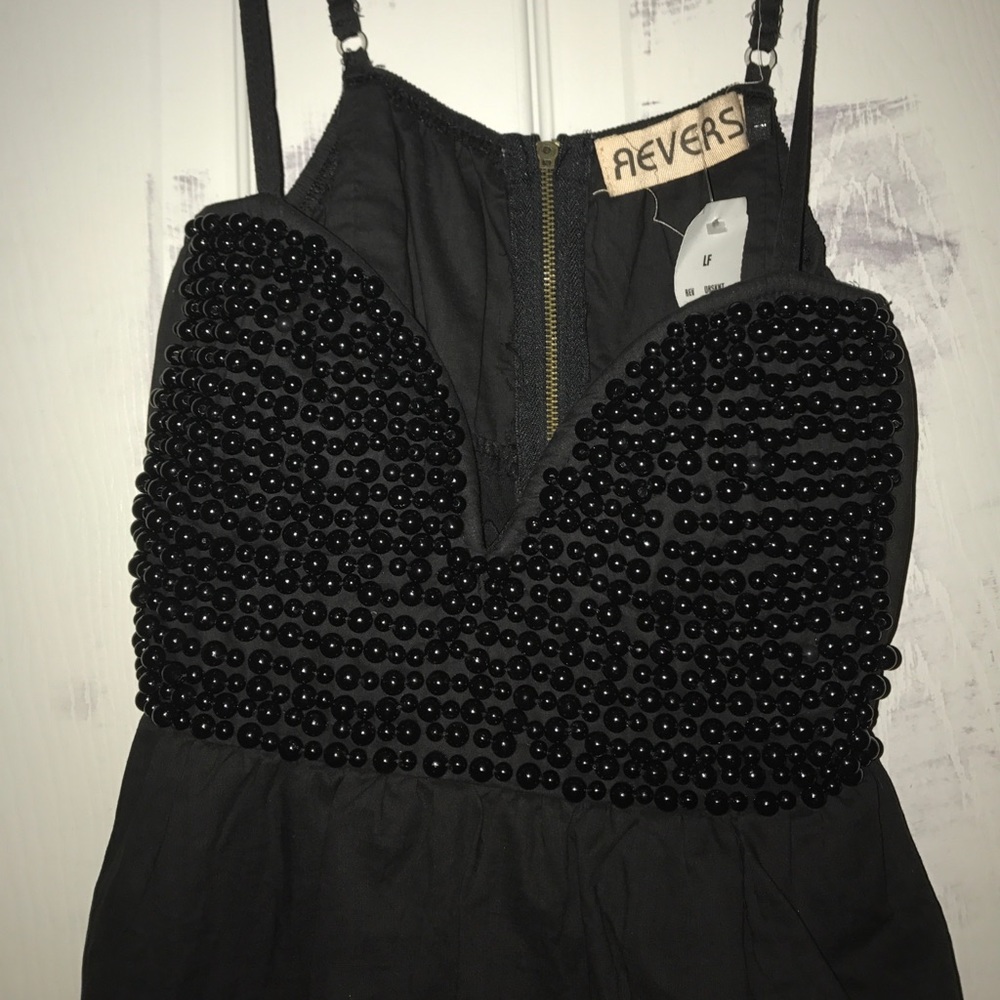 Black sweetheart beaded babydoll dress
