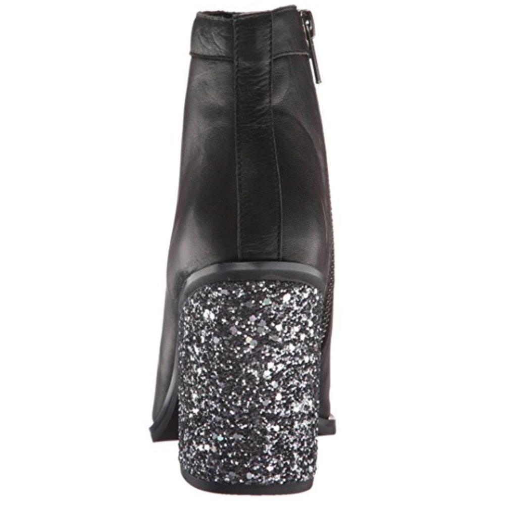 Black Steel Glitter Open Toe Bootie - Picture 5 of 6