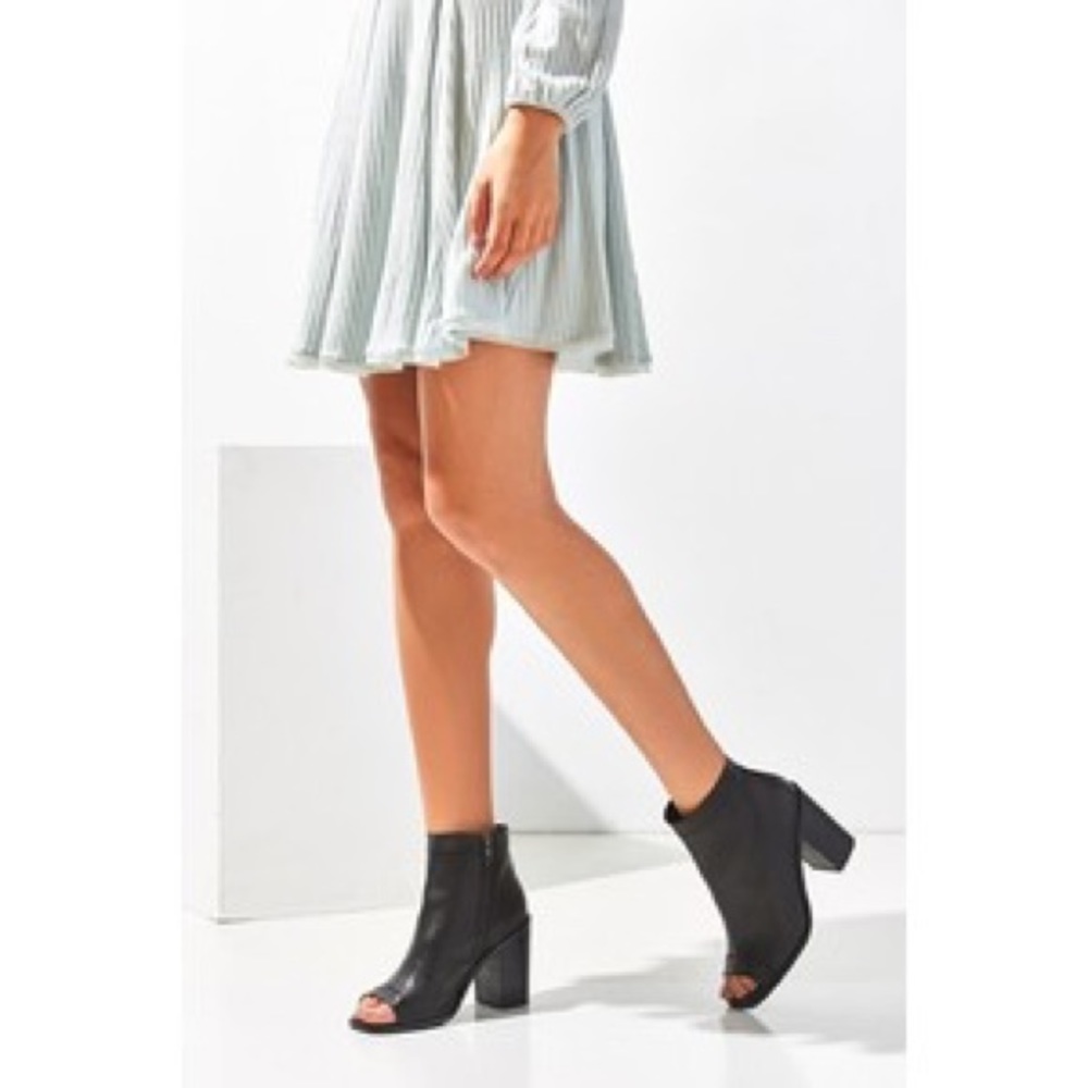 Black Steel Glitter Open Toe Bootie - Picture 2 of 6