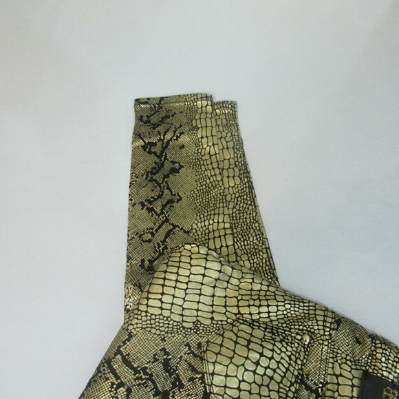 "TORY" FAUX CROCK PANT STRETCHY GOLD BLACK - Picture 4 of 4