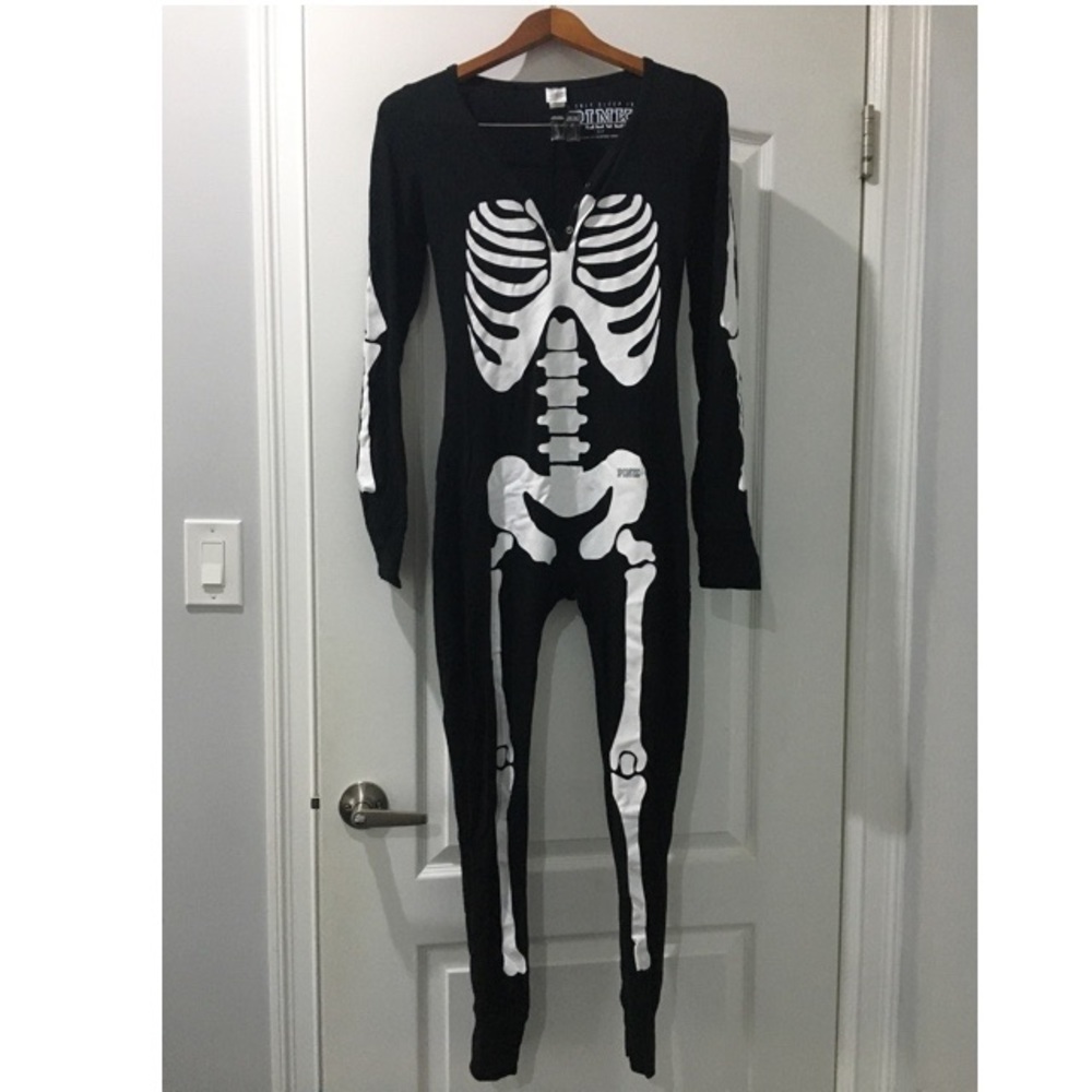PINK skeleton onesie