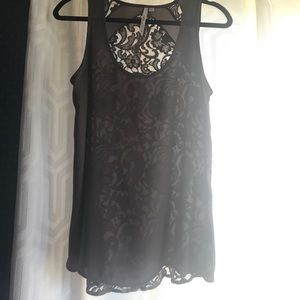Brown lace tank
