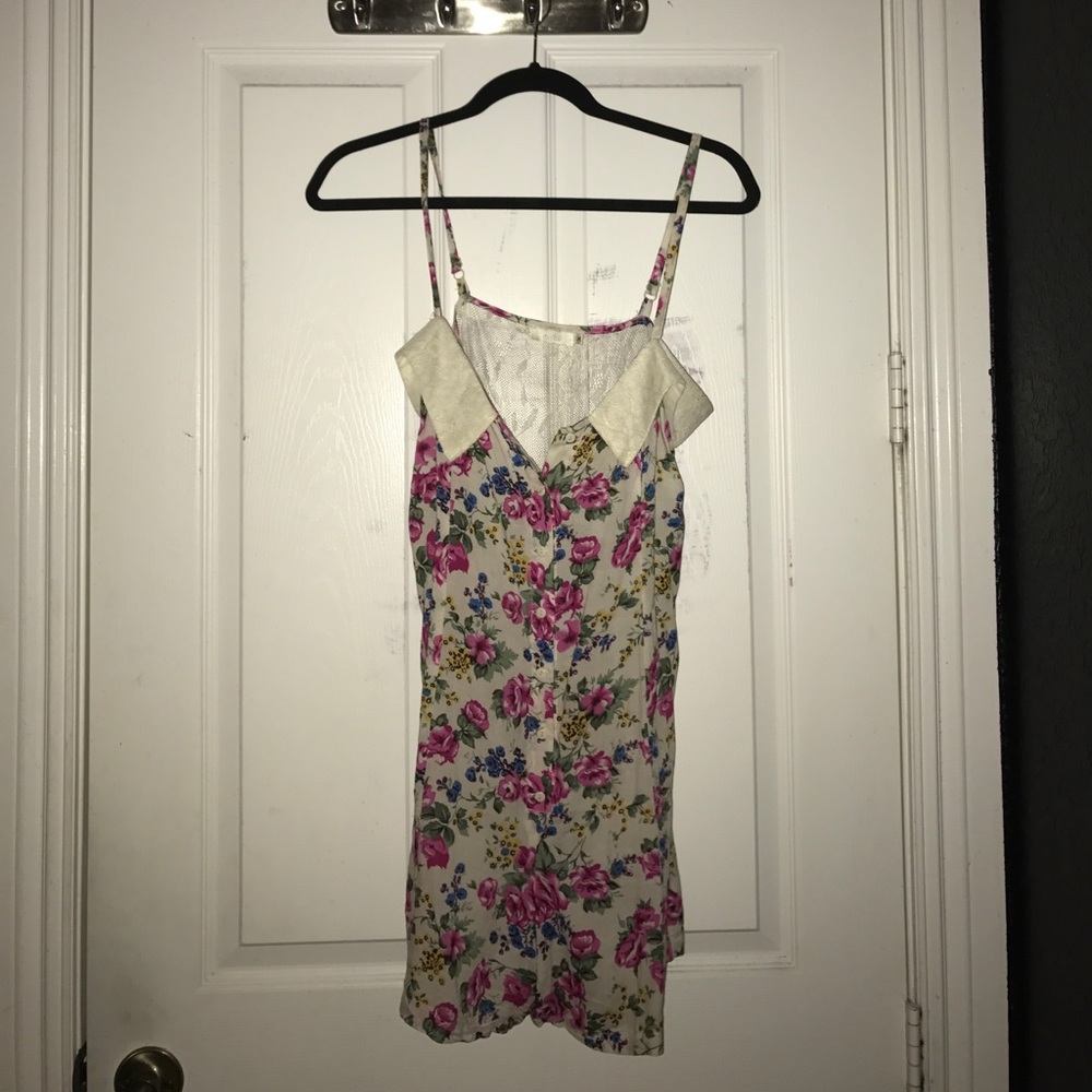 Floral Lacey fitted button up romper