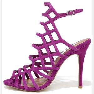 Steve Maddens Slithur Purple Leather Caged Heels