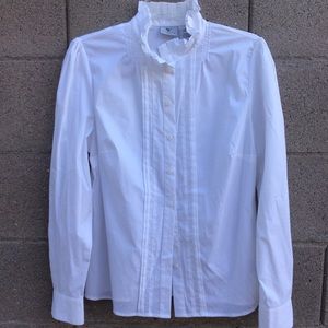 White Worthington Stretch Buttondown Blouse, Large