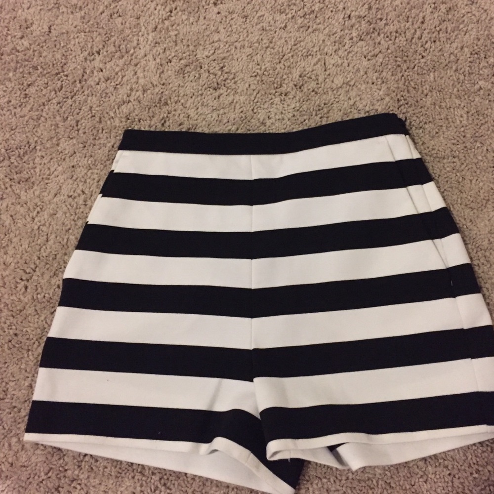 Express black and white stripe shorts
