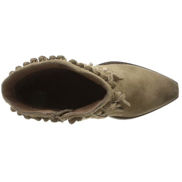 Western Suede Knotted Fringe Ankle Bootie - Picture 5 of 6