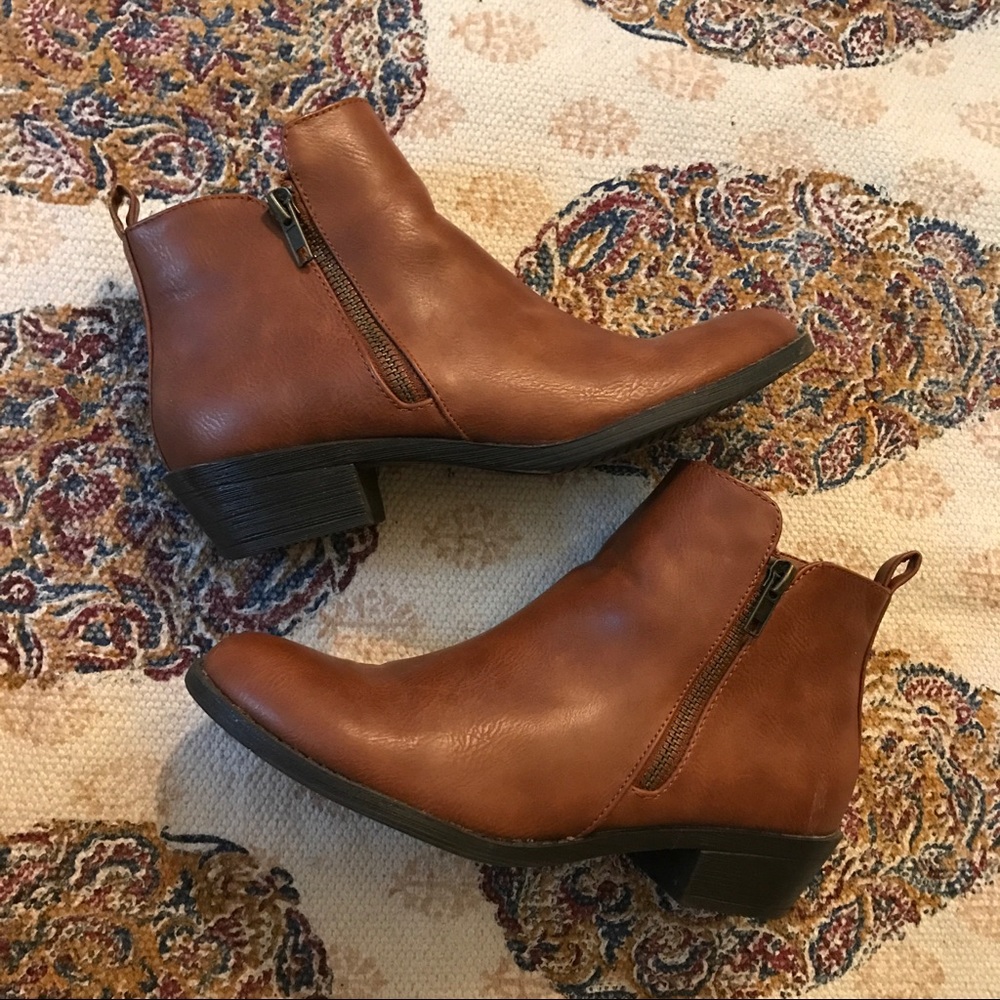 Forever21 brown faux leather booties