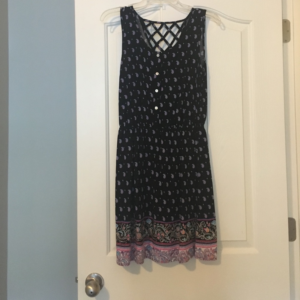 Paisley print mini dress.