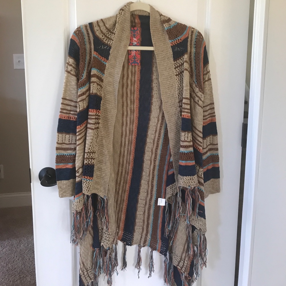 NWT Long Fringe Sweater