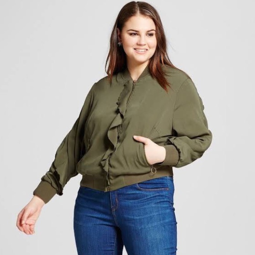 Army Green Ruffled Jacket