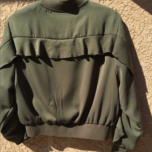 Army Green Ruffled Jacket - Picture 5 of 6