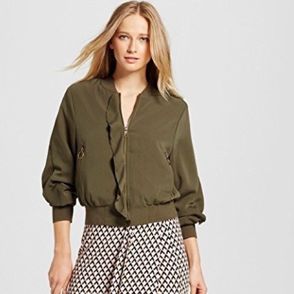Army Green Ruffled Jacket - Picture 3 of 6