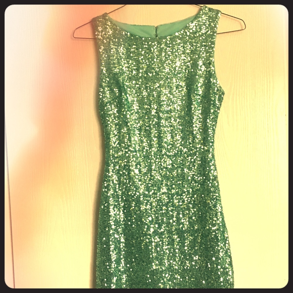 Turquoise Sequin Mid-Length Dress
