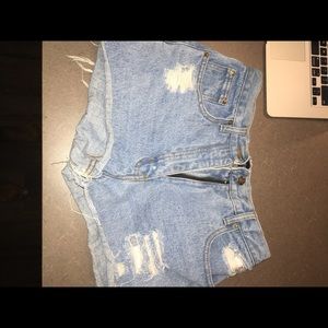 High waisted denim shorts