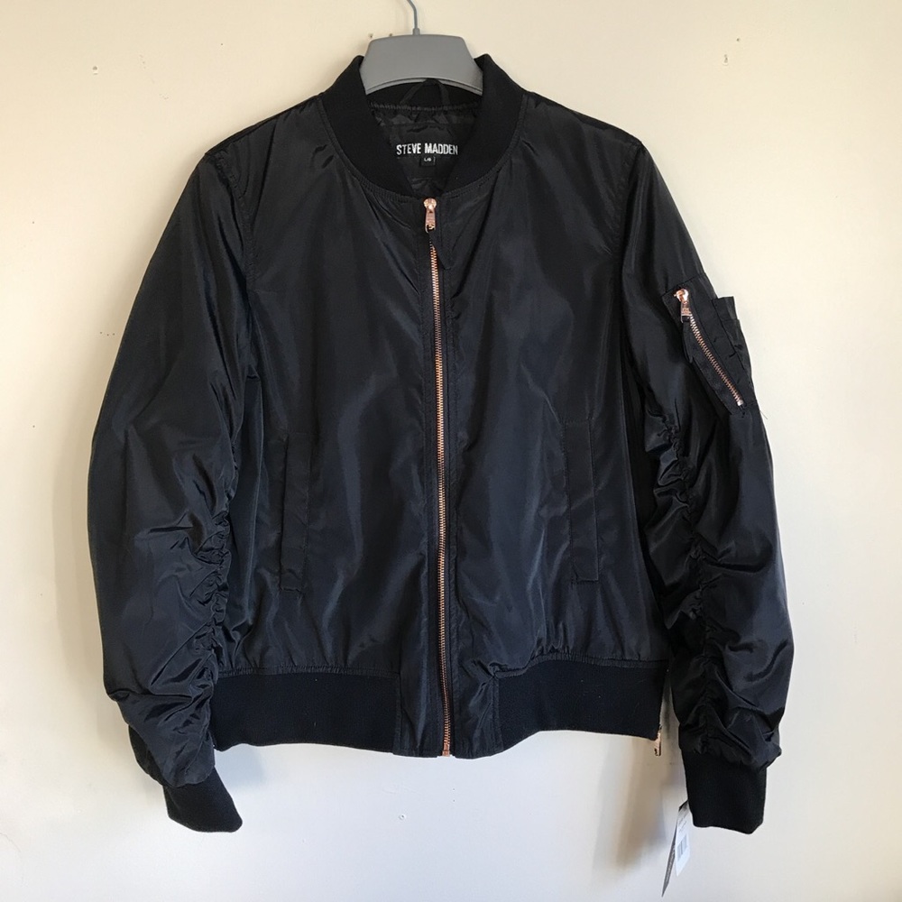 Steve Madden women’s black bomber jacket NWT