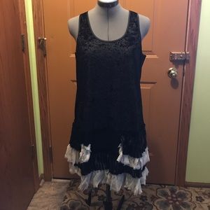 BNWT Black Velour Sleeveless Dress w/ Fabric Trim