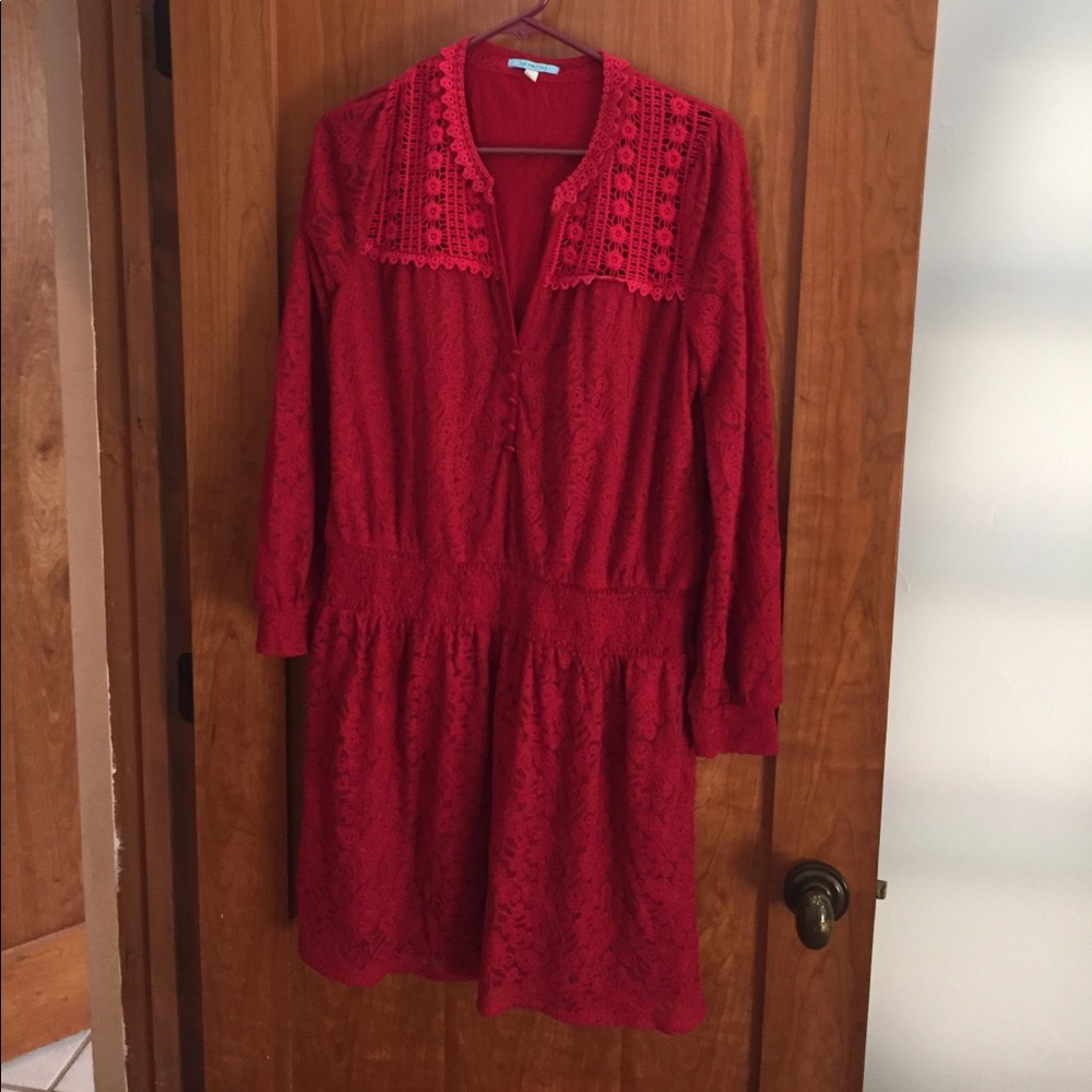 Anthropologie Leifnotes red lace dress