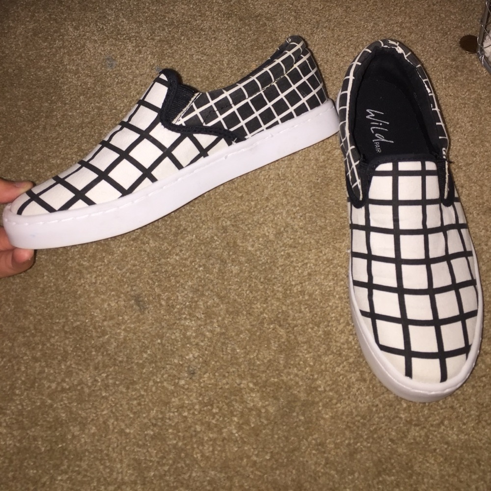 Checkered slip on shoes