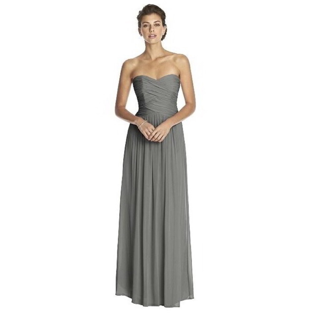 Dessy Collection Gray Strapless Bridesmaid