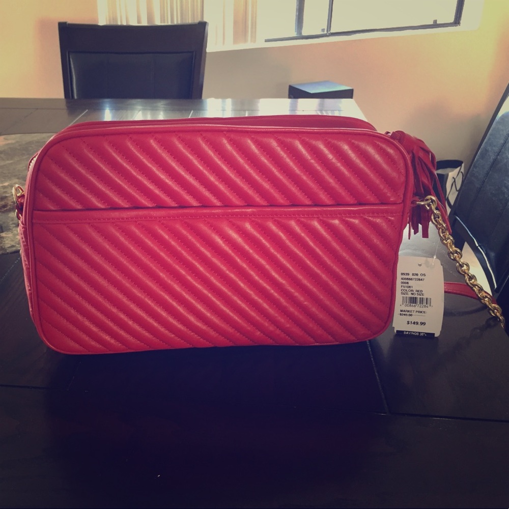 Saks Fifth Avenue, Red Leather, Med Size Handbag