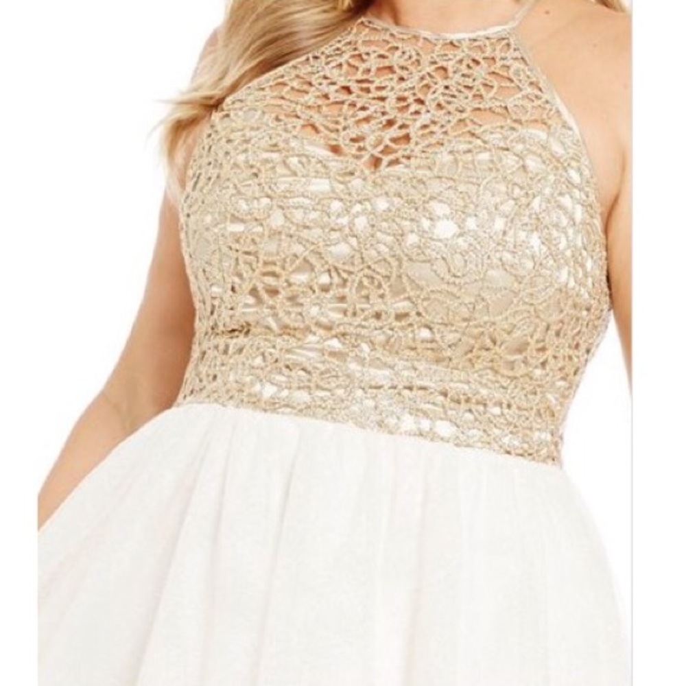 B. Darlin Chain-Lace Bodice Party Dress