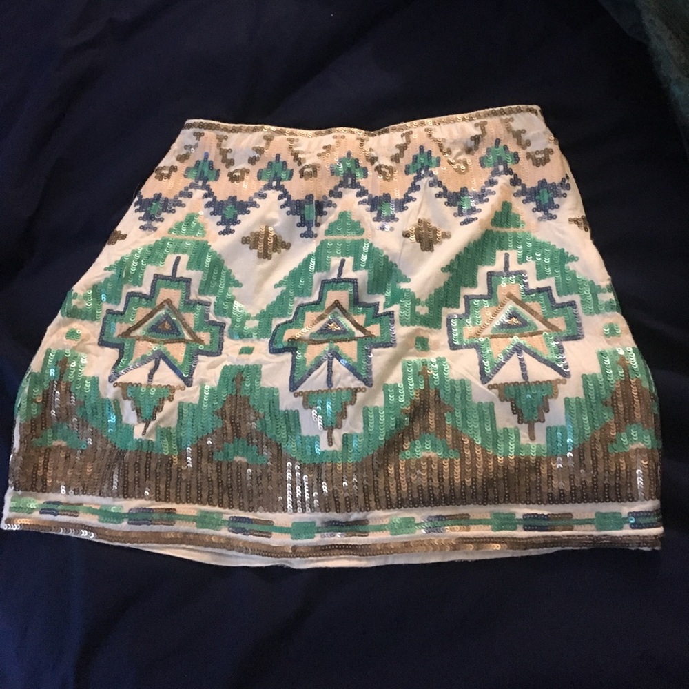 Francesca's Aztec Sequins Skirt