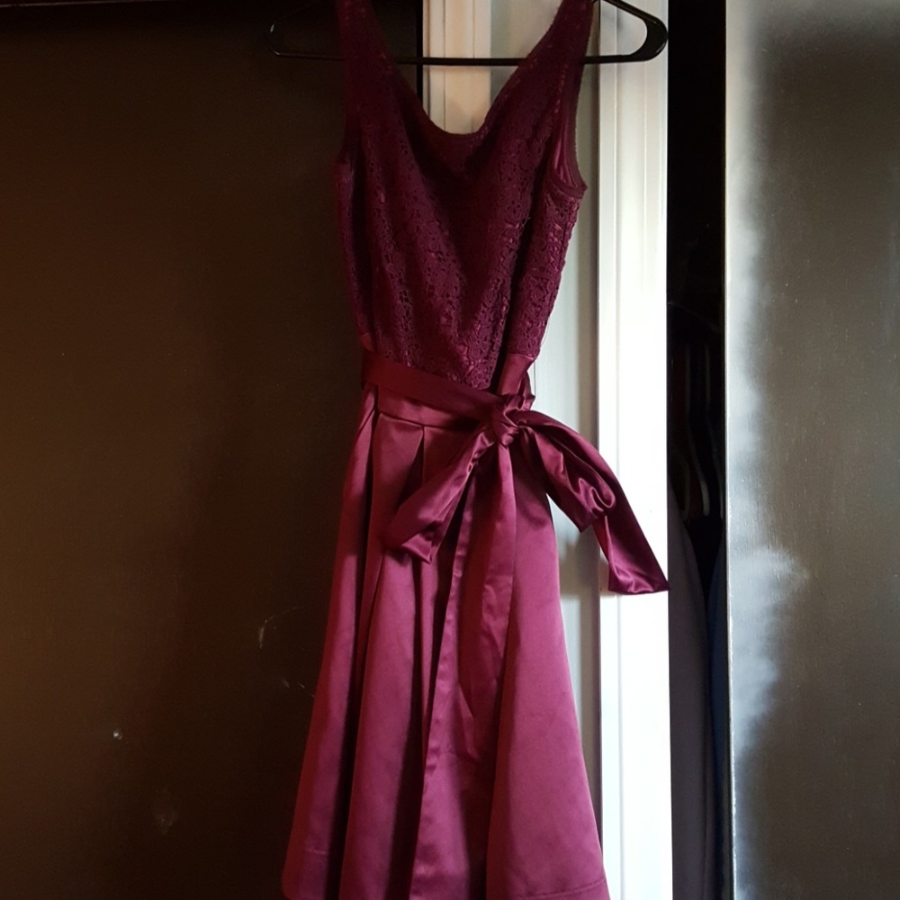 A burgundy dress