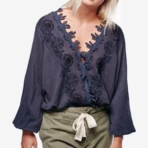 Free People Desert Sands Embroidered Top
