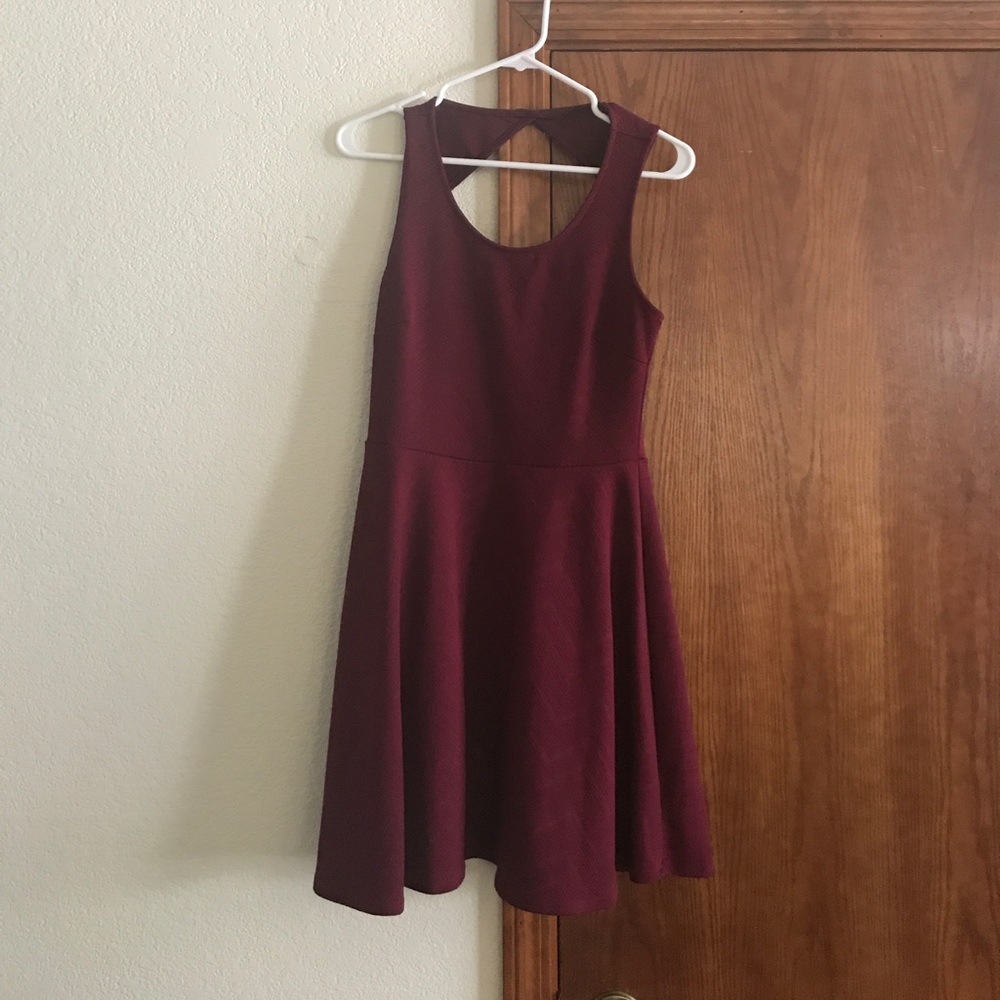 Maroon Dress with Keyhole Back