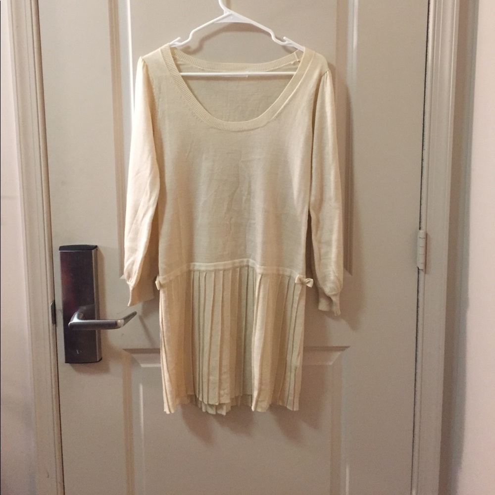 White (cream) color Dress with long sleeves