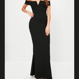 Missguided Bardot Crepe V Plunge Dress.