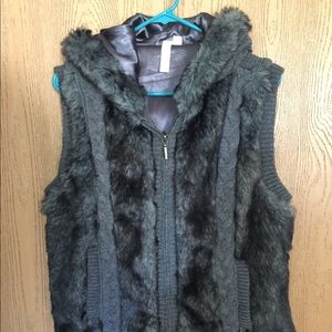 Faux fur hooded vest