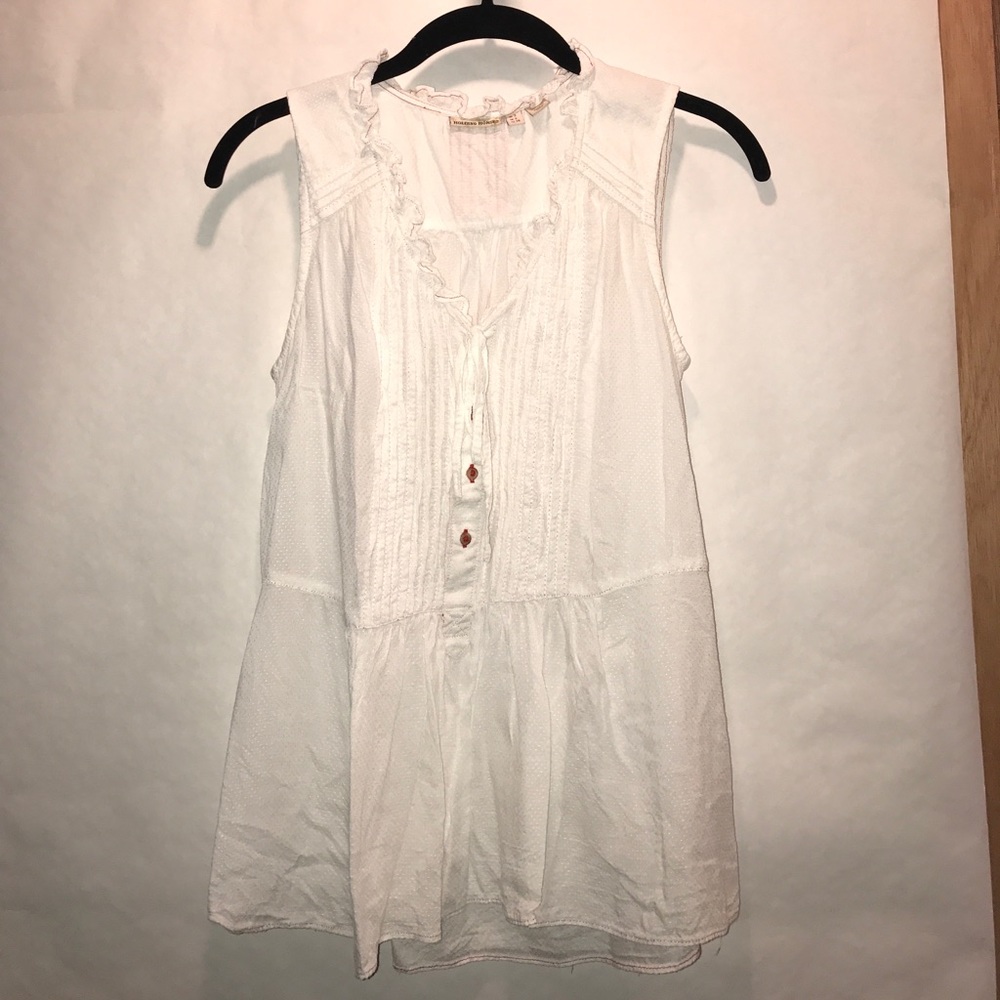 Anthropologie white tank top with red trim