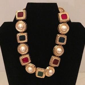 Dressy gold tone statement necklace