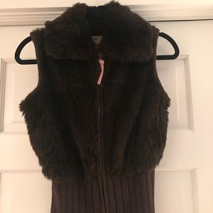 Brown Fur and Sweater Vest