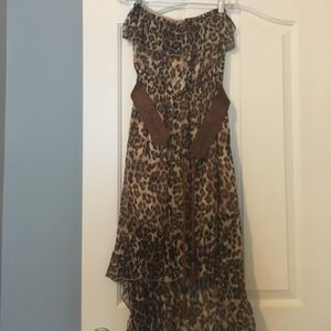 Leopard print high low dress.