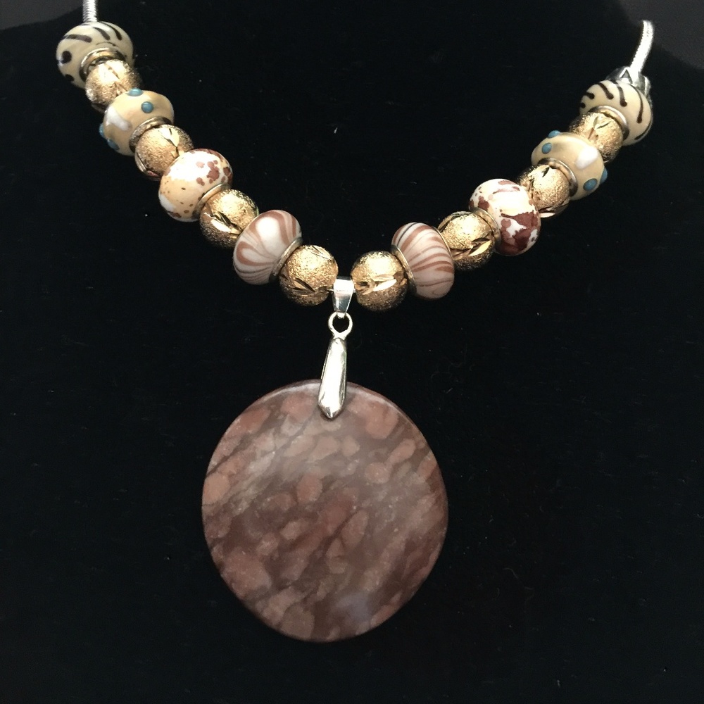 Necklace with Stone and Beads.