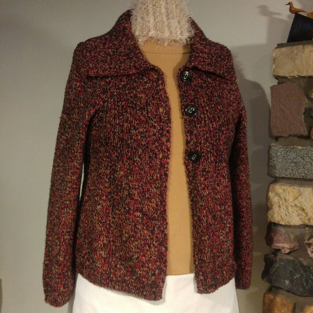 Fall colored tweed sweater.