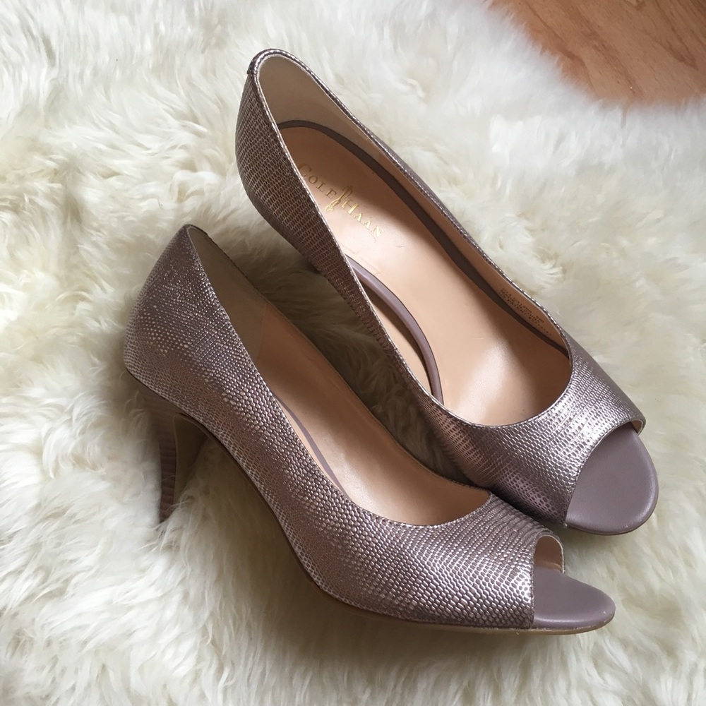 Cole Haan Metallic Lilac Open Kitten Heels Shoes