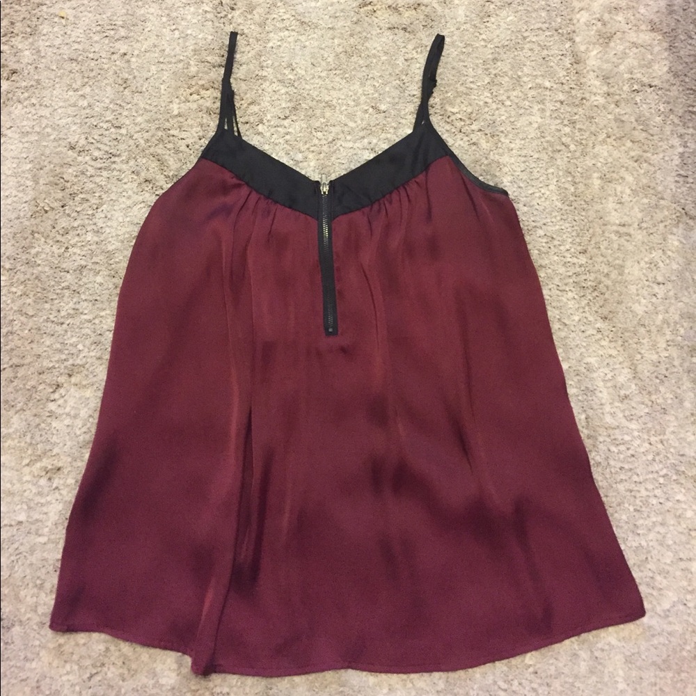 Maroon and Black Tank Top with Zipper Detail