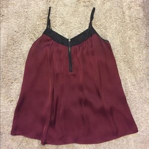 Maroon and Black Tank Top with Zipper Detail