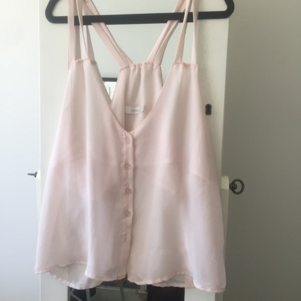 LF Light Pink Button Up Tank Top