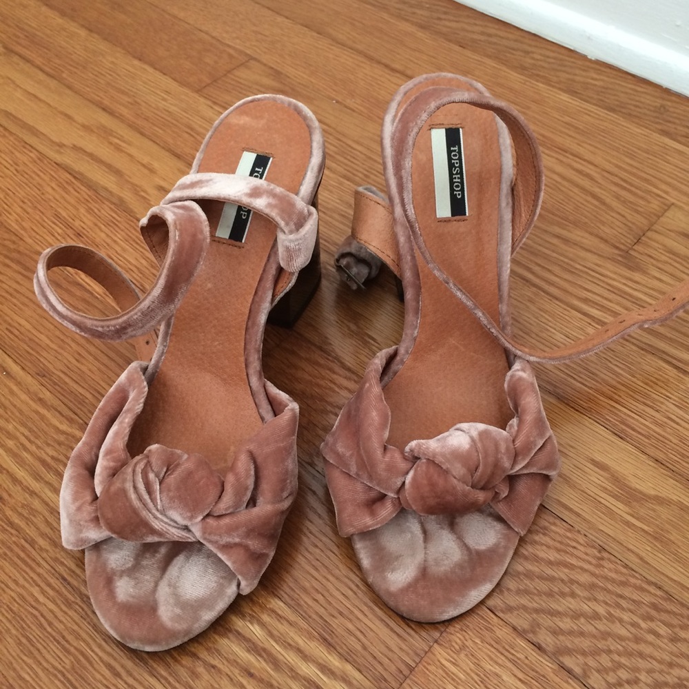 Topshop rose pink velvet heels - Picture 5 of 7