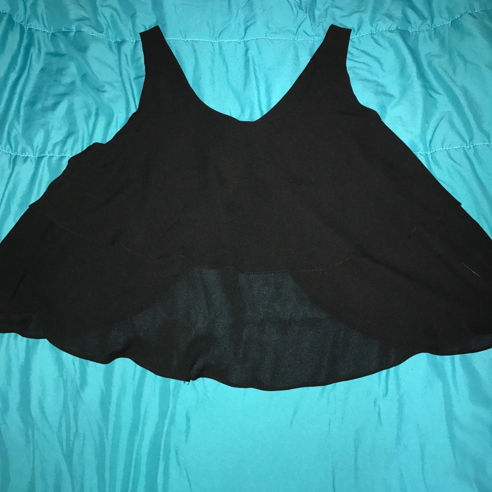 NWT XL sheer Black Crop Top