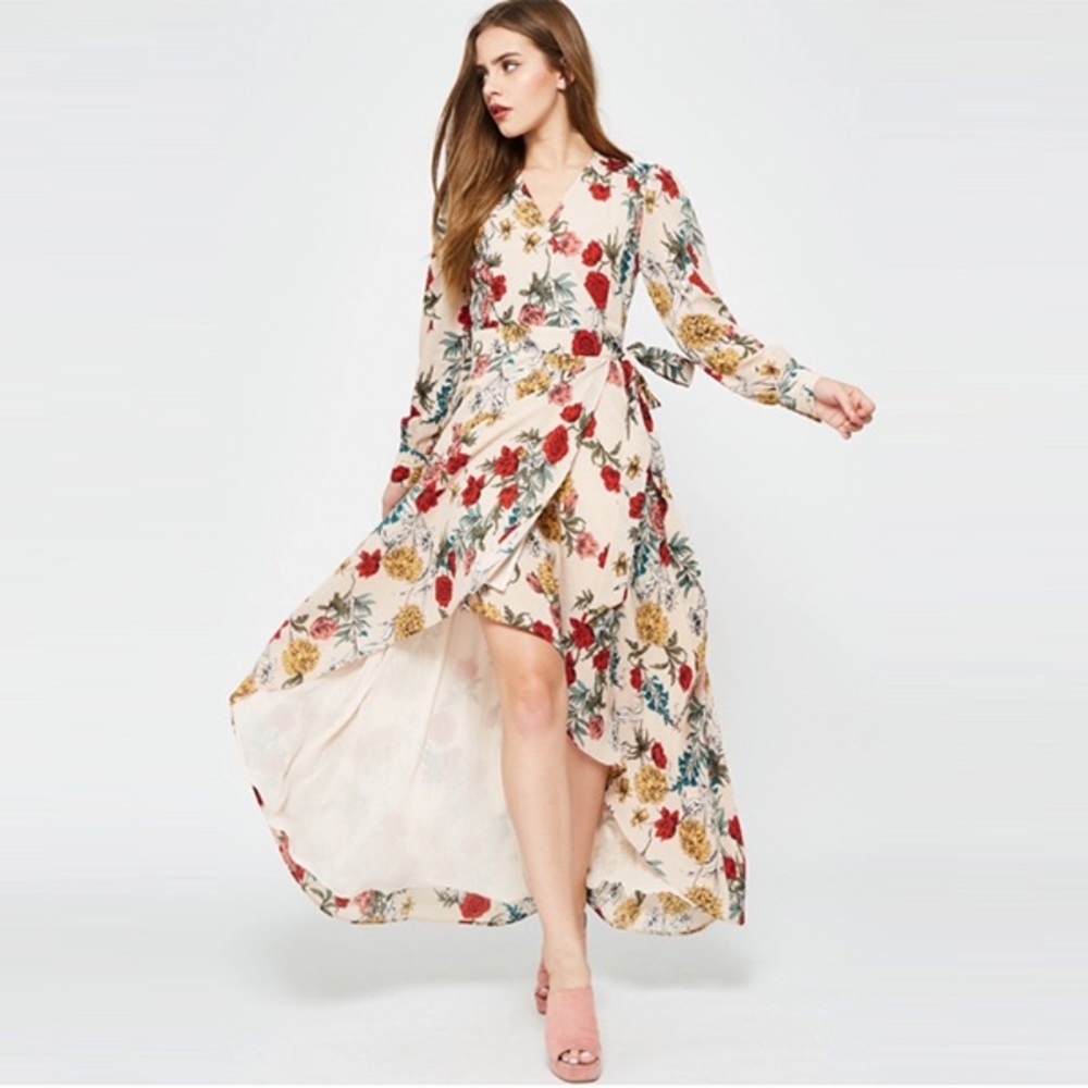 Pre-order. Floral maxi wrap dress.